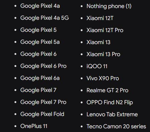 Android 14 Beta 2 - Dispositivos compatibles