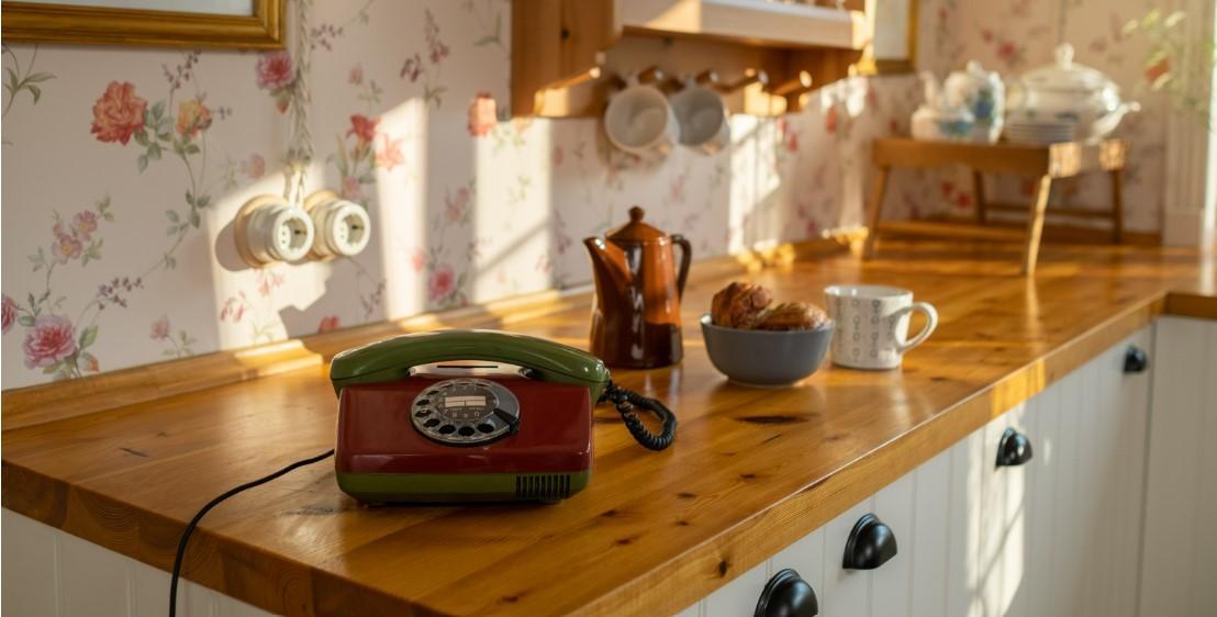 cocina blanca y madera vintage