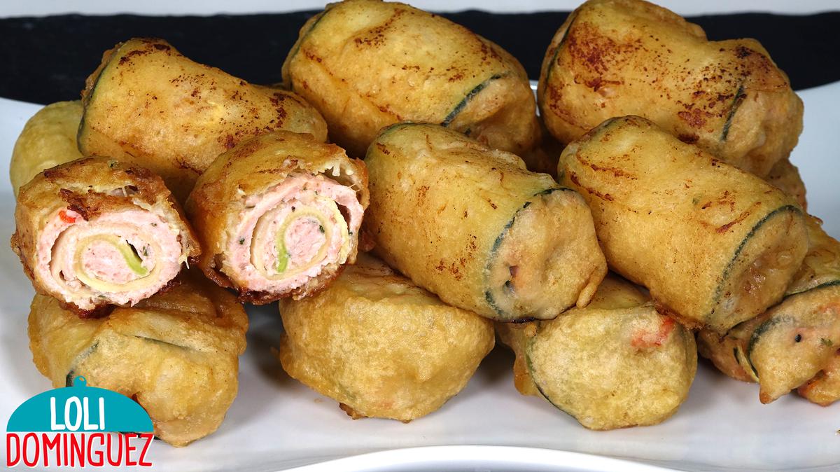 ROLLITOS DE CALABACÍN Y POLLO. Sabrosos rollitos de calabacín que se hacen rápido y que están realmente deliciosos, una manera divertida para que todos en casa coman verduras