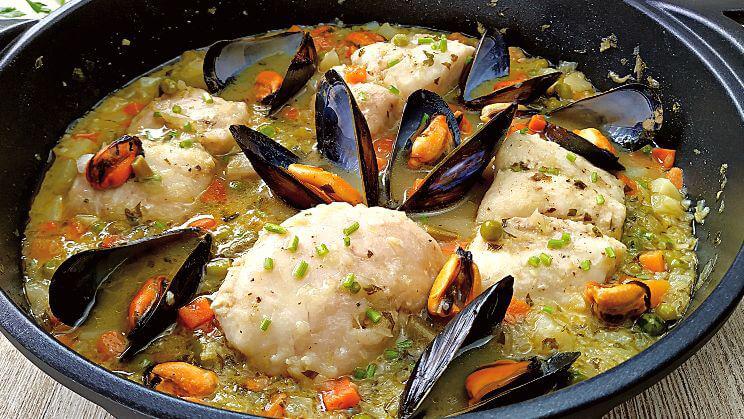 Lomos de merluza con verduritas