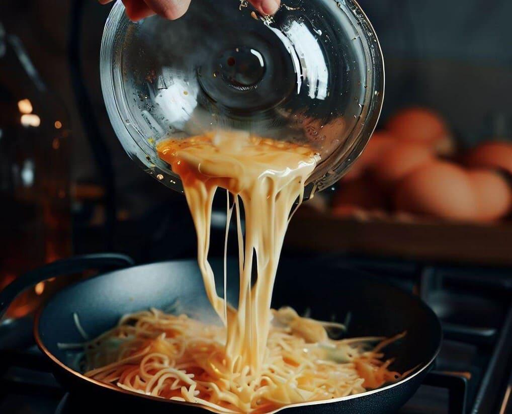 mezcla de huevo. salsa carbonara original