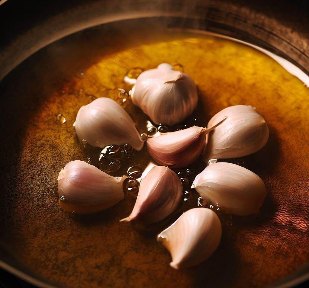 dorar los ajos. pollo al ajillo