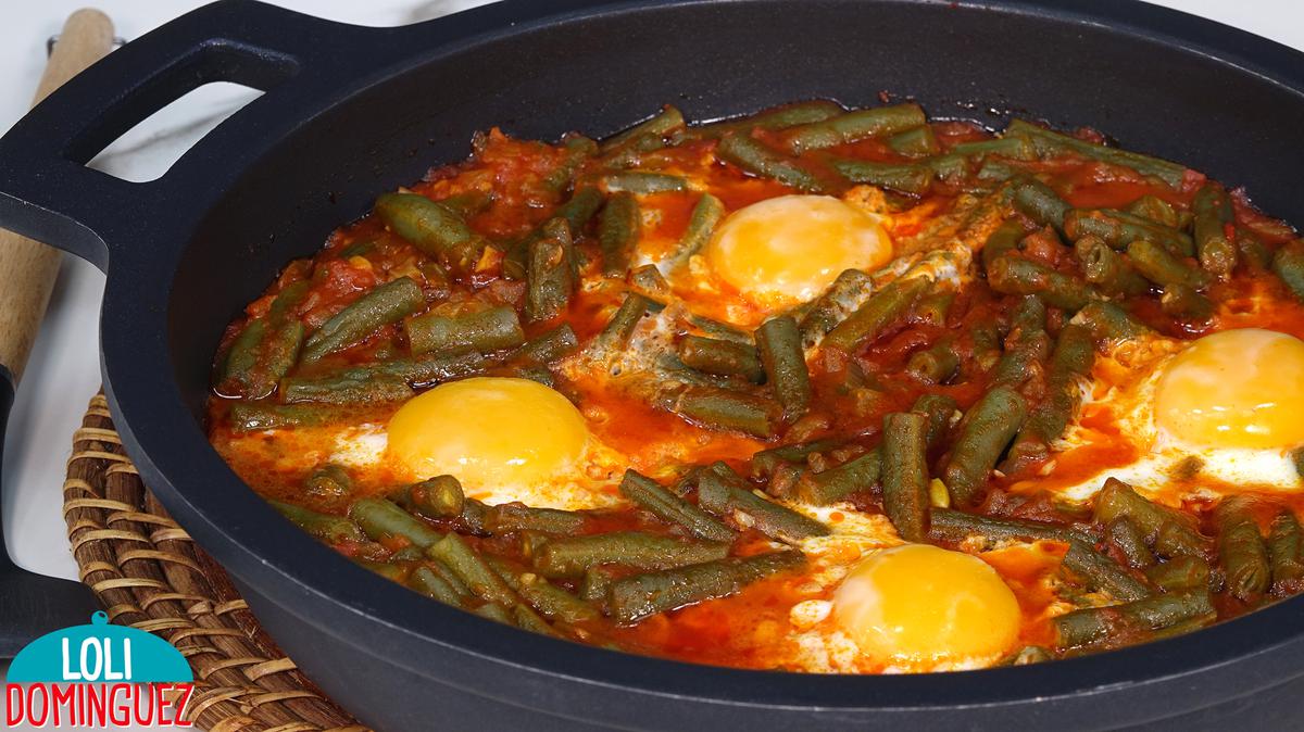 HUEVOS CON JUDÍAS VERDES. Una receta saludable y deliciosa además de fácil y rápida de hacer, en si misma es una comida completa pero también es ideal como primer o segundo plato