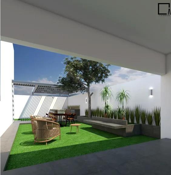 Área de estar en patios modernos