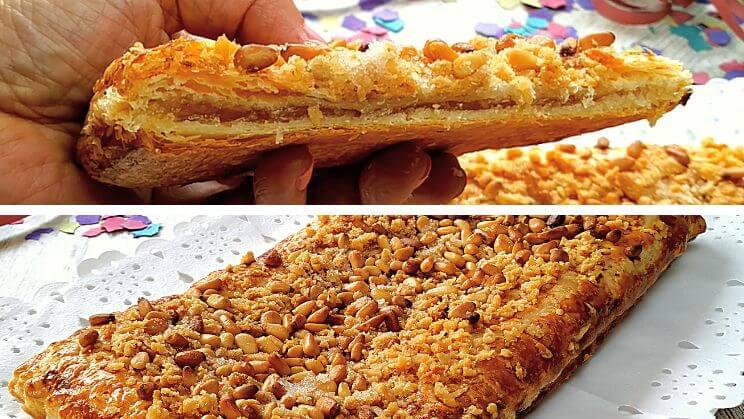 Coca de cabello de ángel y chicharrones