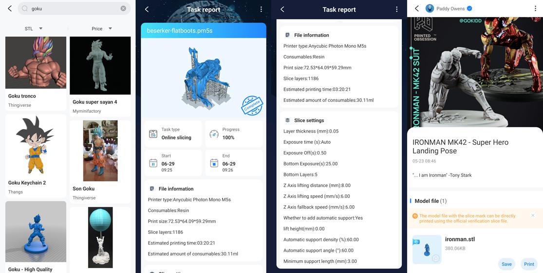 Ficheros de impresión que podemos encontrar en la App