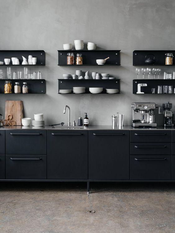 estantes de cocina abiertos elegantes