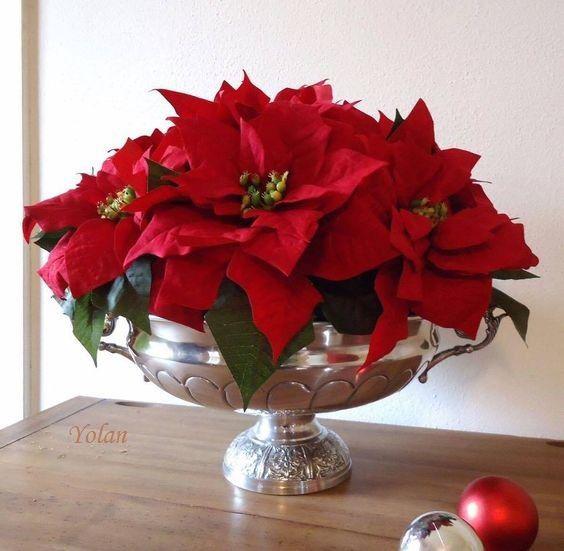 Centros de mesa y adornos para Navidad con noche buenas 2023