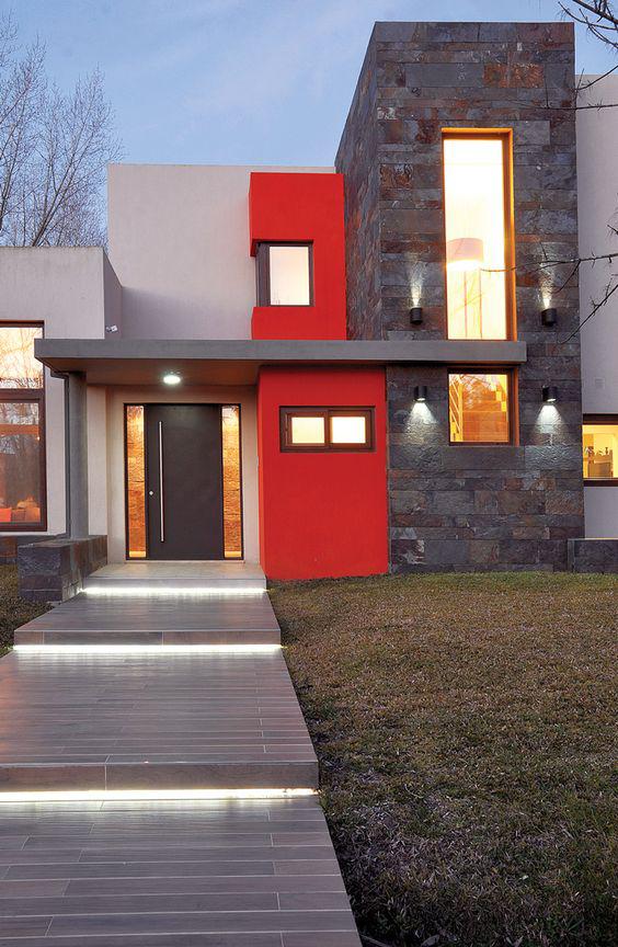 Fachadas modernas en color rojo