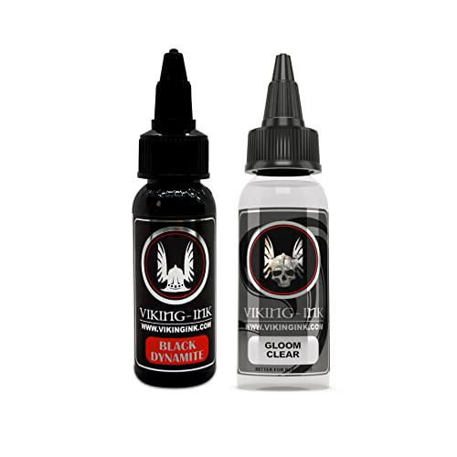 VIKING INK - KIT BLACK DYNAMITE 30ml + GLOOM CLEAR 30ml - Tinta para Tatuaje