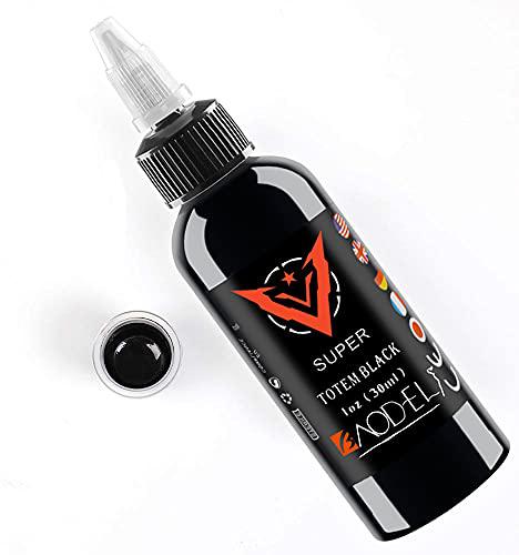 DLD Tinta de tatuaje multiusos de color negro puro y permanente tribal Liner delineado 30 ml de tatuajes con microblading pigmento-vegano (1 oz)