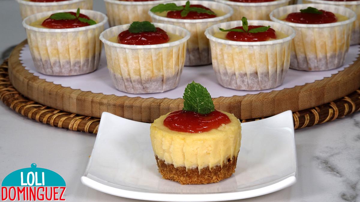 MINI CHEESECAKE EN 5 MINUTOS. Receta fácil, rápida y deliciosa, quedan cremosas y con un sabor increíble, te lucirás con estas mini tartas de queso en alguna fiesta o como postre