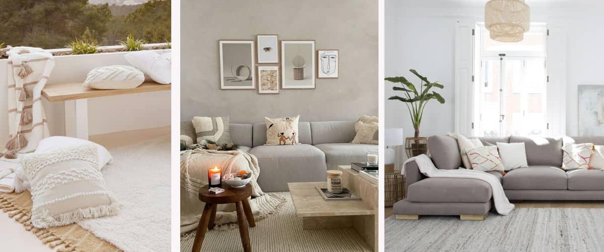 Cojines blancos con textura