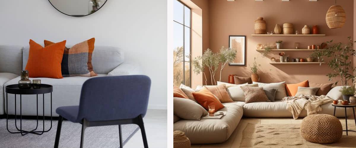 Cojines anaranjados y marrones