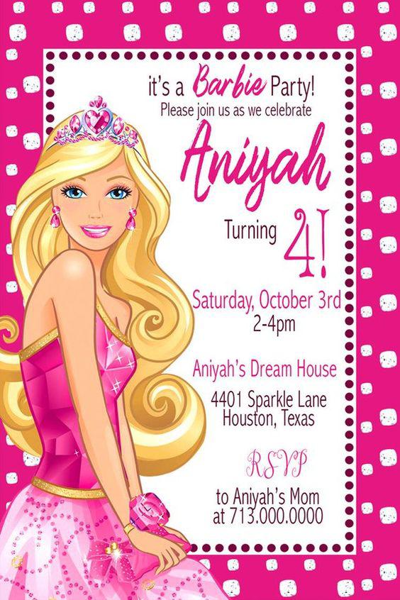 Invitaciones para fiesta de Barbie