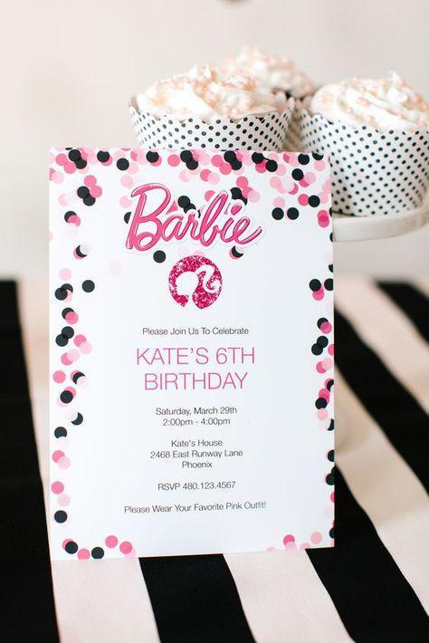 Invitaciones para fiesta de Barbie