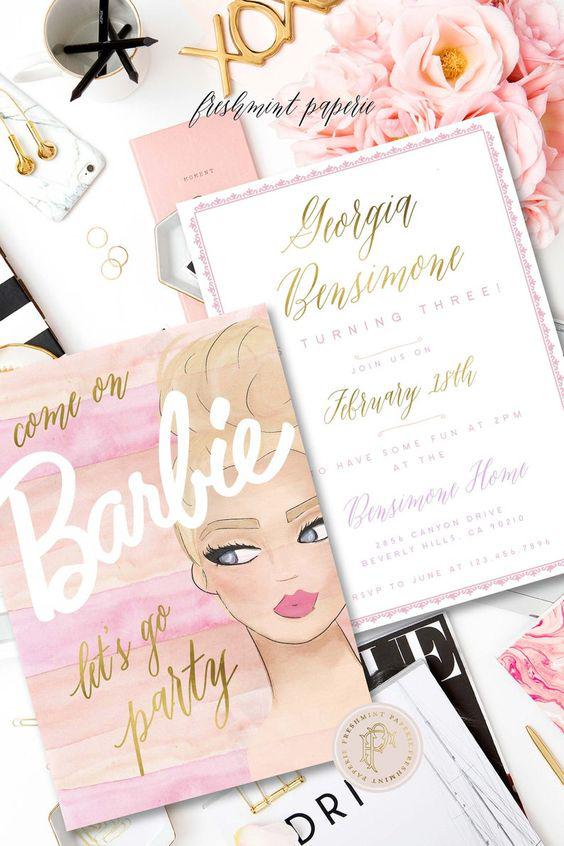 Invitaciones para fiesta de Barbie