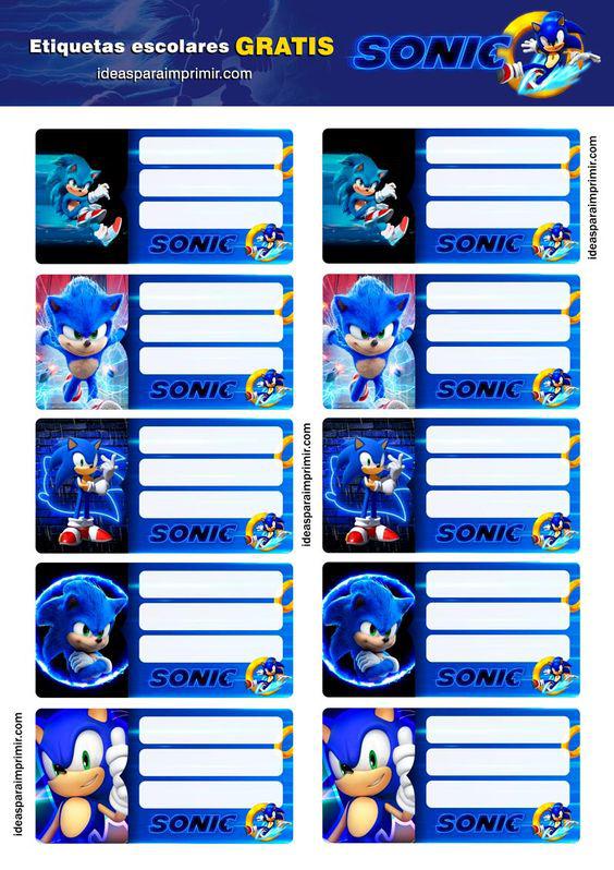 etiquetas escolares para imprimir sonic