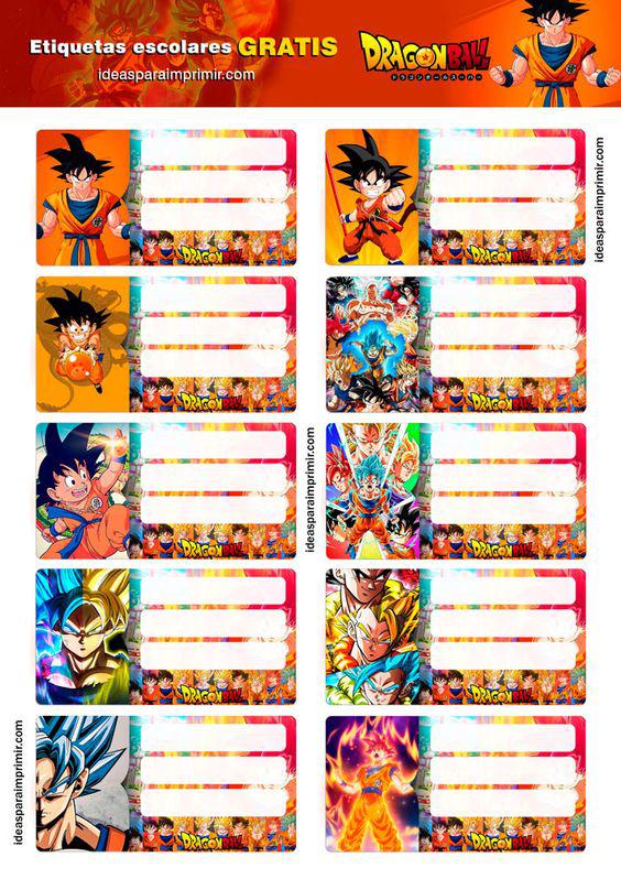etiquetas escolares para imprimir dragon ball z