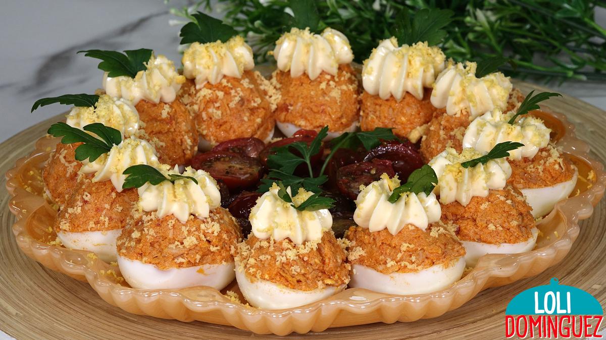 HUEVOS RELLENOS RECETA CON SOLO 4 INGREDIENTES. En pocos minutos tendremos una receta tradicional que siempre es un acierto prepararla para entrante, aperitivo o segundo plato