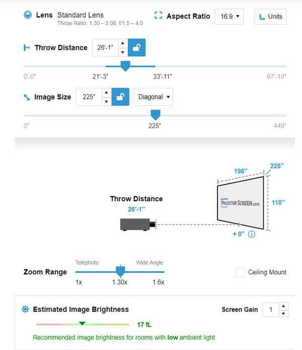 Aplicación web para calcular distancias de visualización entre proyector y pantalla