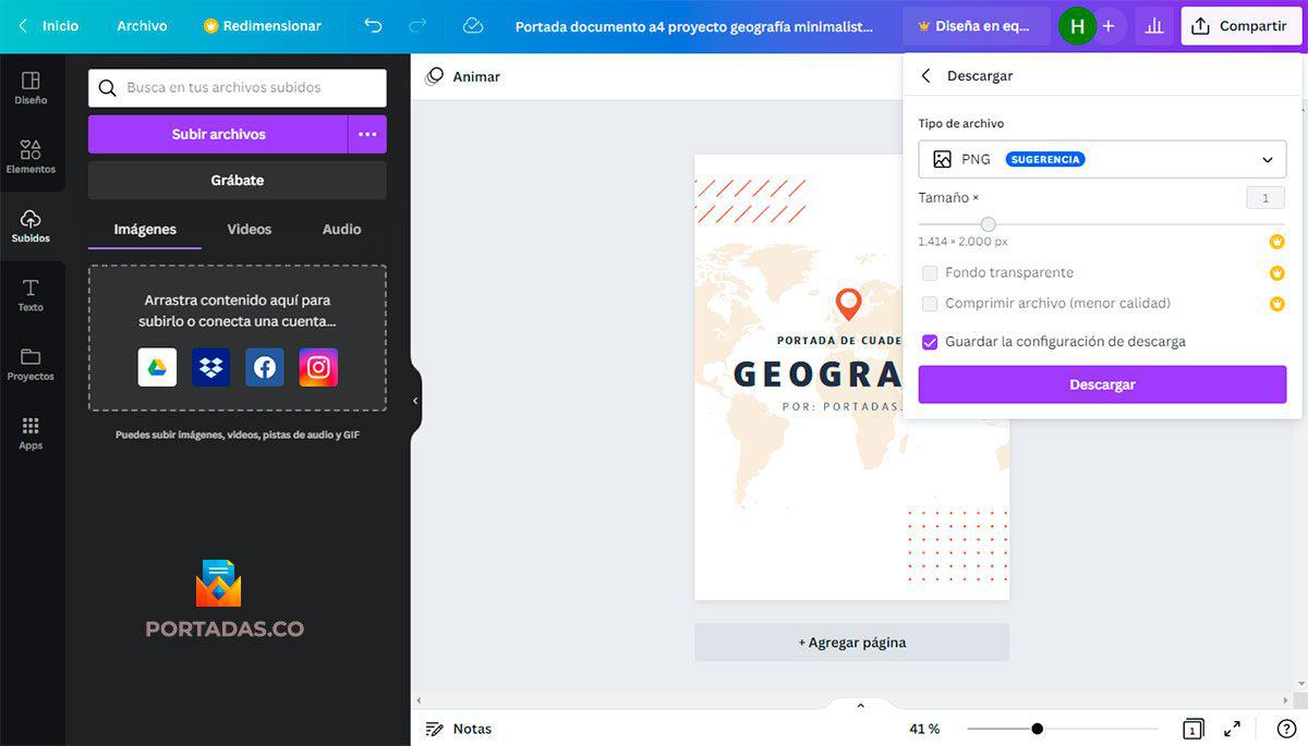 descargar imagen portada canva