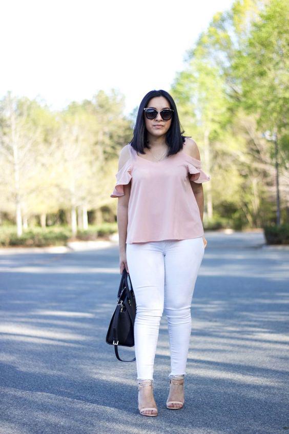 Outfits con pantalones blancos de verano para gorditas