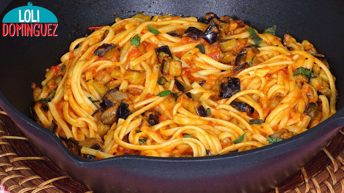 PASTA CON BERENJENAS. Receta fácil, rápida y económica que rinde mucho y que esta deliciosa