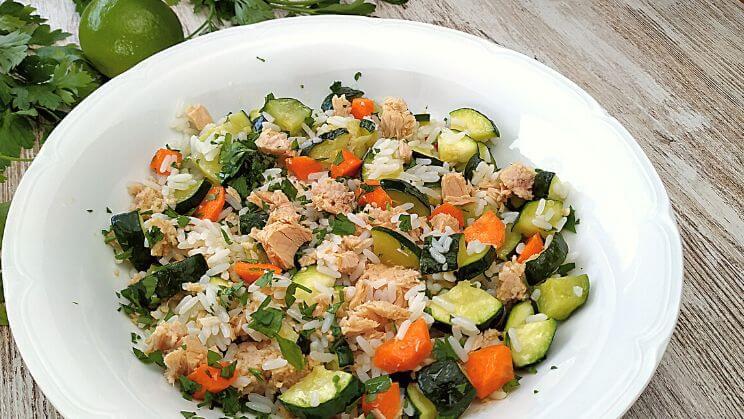 Ensalada de arroz y calabacin