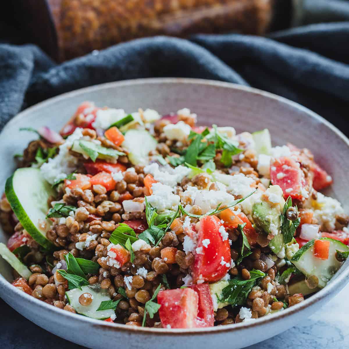Ensalada de lentejas de bote
