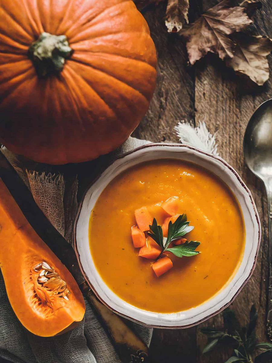 Crema calabaza y zanahoria de otoño