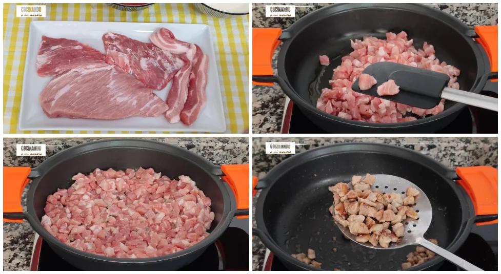 macarrones carne paso 1