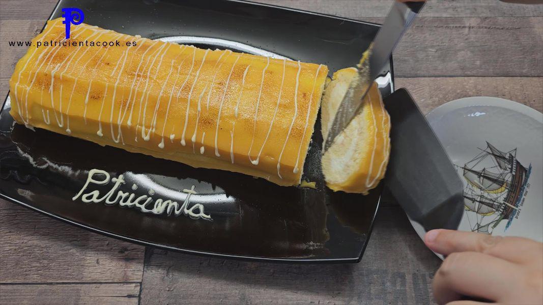 Brazo gitano relleno de nata (crema de leche) con yema tostada SIN GLUTEN. PatricientaCook.