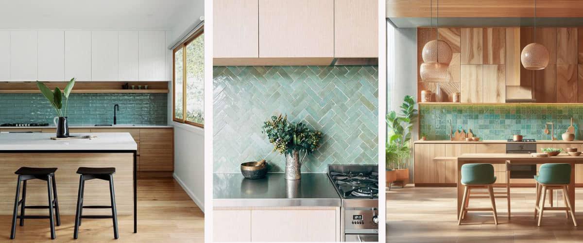 Salpicadero de azulejos verdes