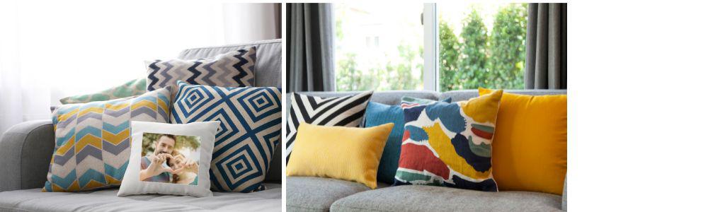 Decorar salones acogedores con cojines de colores desenfadados.