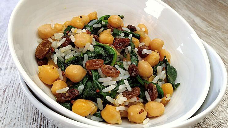 Ensalada tibia de garbanzos y arroz