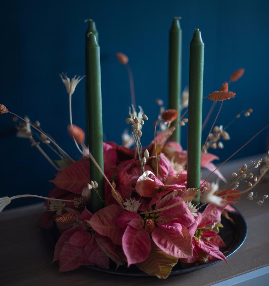 centro de mesa navideno pascuas rosas