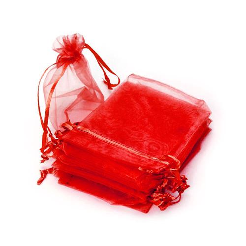 bolsa organza 9 x 12cm rojo