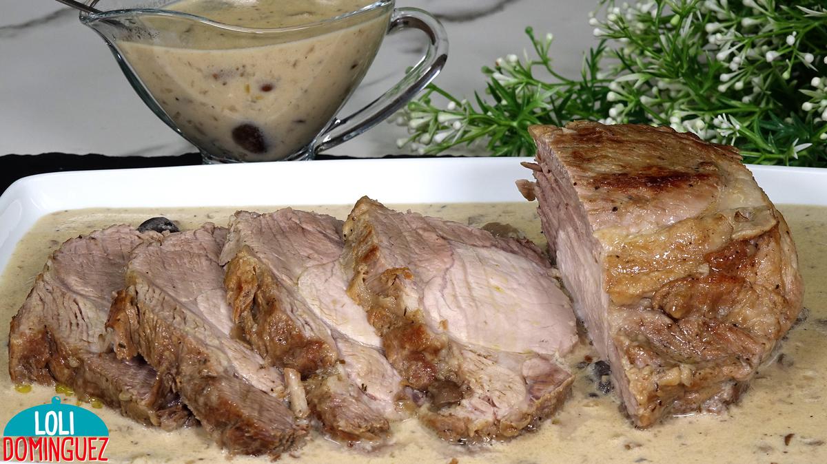 LOMO DE CERDO EN SALSA SIN HORNO PARA NAVIDAD. Económico, fácil, rápido, delicioso y con pocos ingredientes, queda una carne muy tierna y jugosa y con un sabor realmente rico