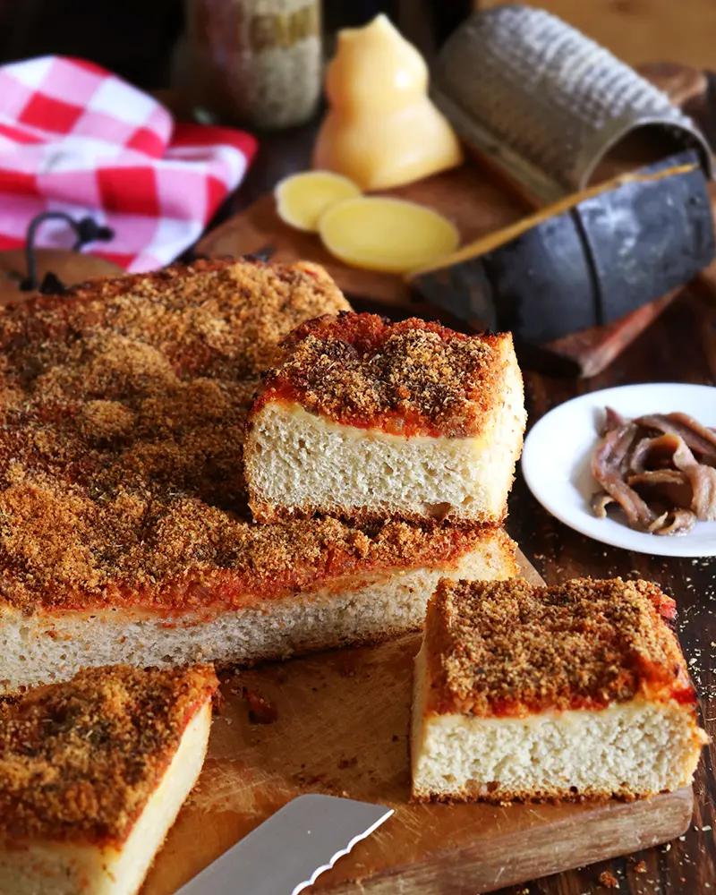 sfincione pizza siciliana molde esponjosa