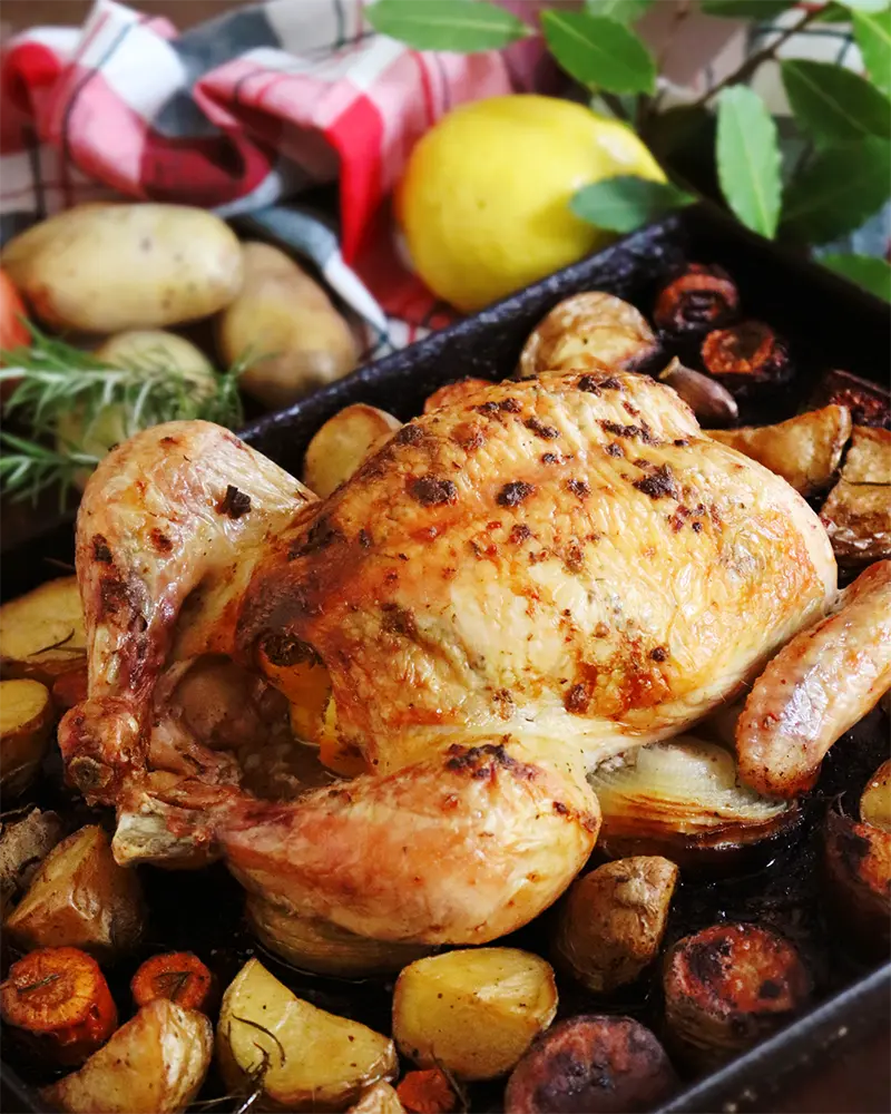 pollo al horno papas facil entero