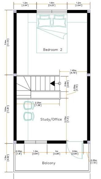 plano de casa pequeña gratis, segunda planta