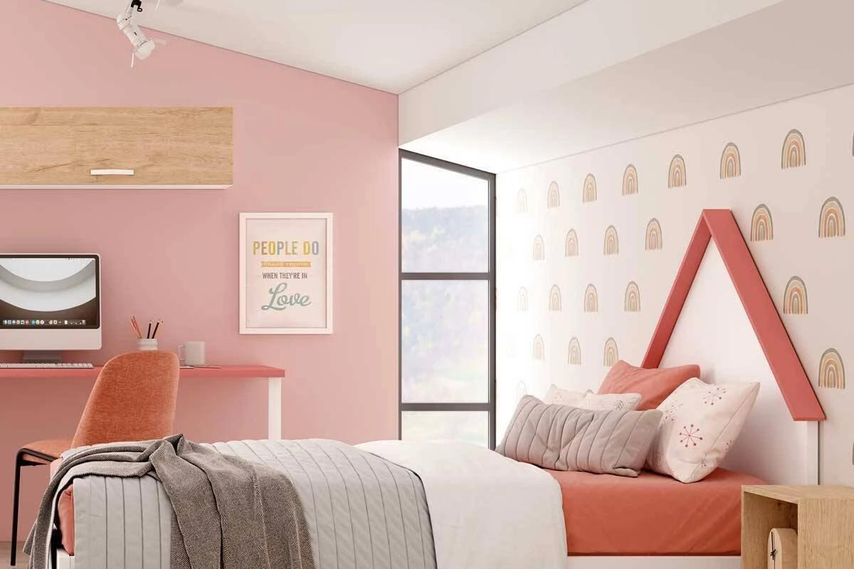 cabecero con forma de casita para habitaciones infantiles