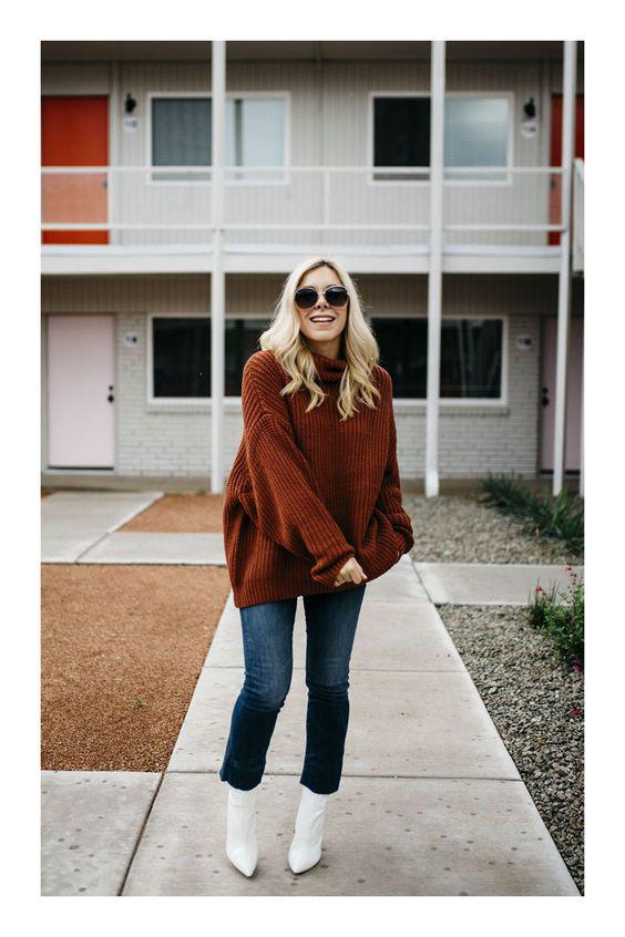 Maxi suéter con mom jeans