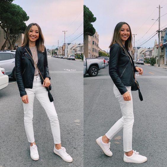 Looks con jeans blancos y tenis