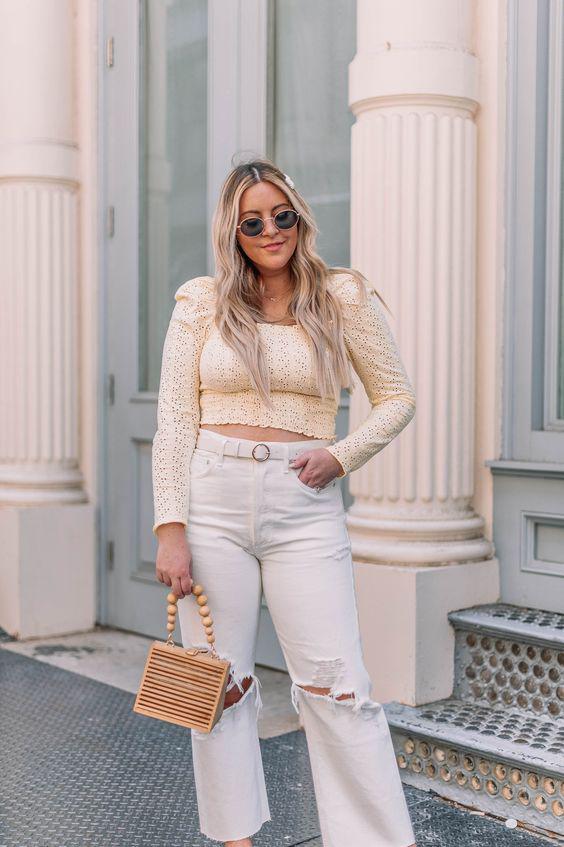 Ideas de outfits con pantalones blancos rectos