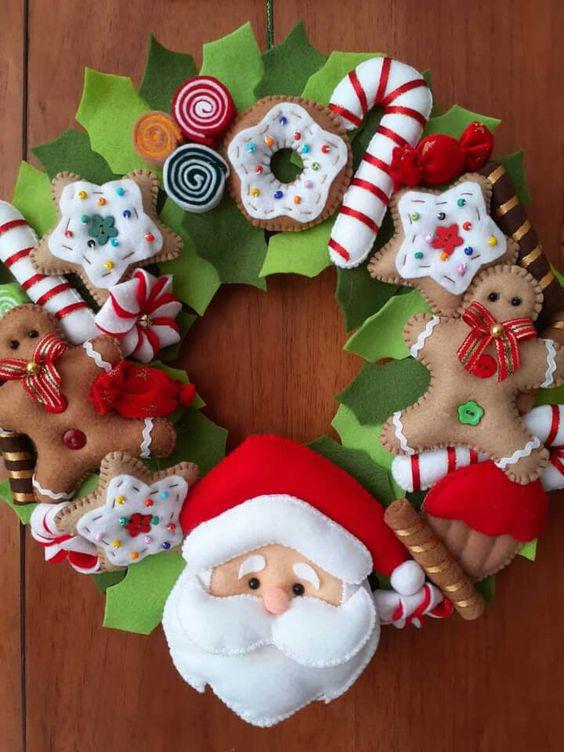 Coronas de navidad de fieltro