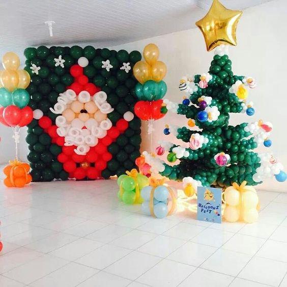 Decoración con globos para navidad