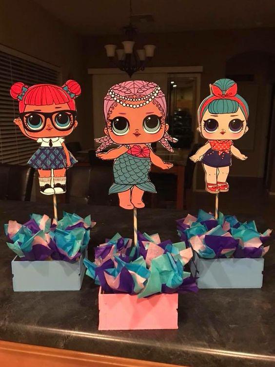 Centros de mesa para fiesta de lol surprise