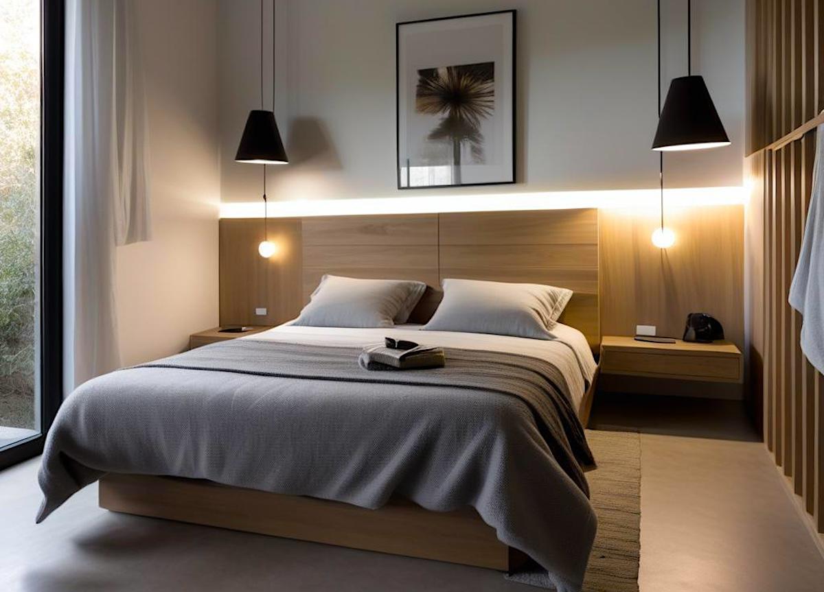 Dormitorio moderno en casa domótica